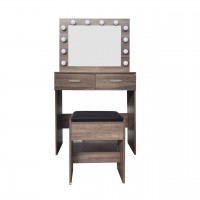 Туалетный столик + табурет с подсветкой. Столик для макияжа AVKO ADT3 Коричневий