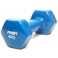Гантель 4 кг Profi з вініловим покриттям (Синя) 1шт.