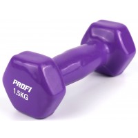 Гантель 1.5 кг Profi з вініловим покриттям (Фіолетові) -1шт.
