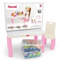 Детский стол и стул с накладкой для игры + 2 набора конструкторов. Doloni 04660/11 Розово-бежевий