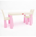 Дитячий стіл і два стільці (04680/12), Долоні пластиковий. Рожево-бежевий