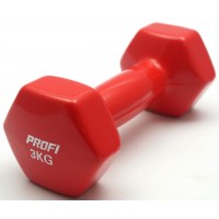 Гантель 3 кг Profi с виниловым покрытием (Красная) 1шт.