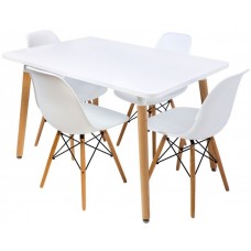 Столик Bonro В-950-1200 + 4 білих крісла В-173 (41300035)