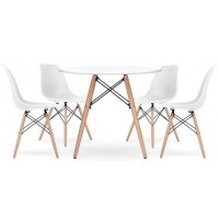 Столик Bonro В-957-700 + 4 белых кресла B-173 (41300046)