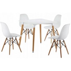 Столик Bonro В-950-800 + 4 білих крісла В-173 (41300037)