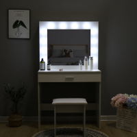 Туалетний столик + табурет. Столик для макіяжу AVKO (ADT 001) Білий LED підсвітка