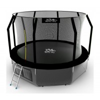 Батут FitToSky 252см з внутрішньою сіткою та драбинкою 48 пружин. Чорний