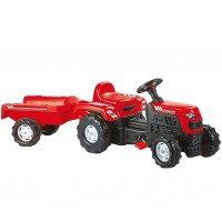 Трактор на педалях із причепом DOLU 8146, пластиковий. Червоний