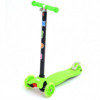 Трехколесный самокат 4Kids Maxi светятся колеса, зеленый