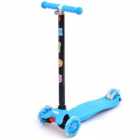 Трехколесный самокат 4Kids Maxi светятся колеса, голубой