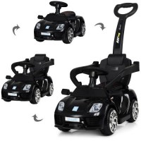 Толокар электромобиль с родительской ручкой M 3592L-2. Черный
