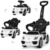 Толокар електромобіль з батьківською ручкою M 3592L-1. Білий