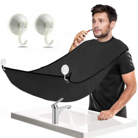 Фартук для стрижки и бритья бороды. Ткань для сбора волос. 75х110 см. Черный