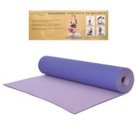 Коврик для фитнеса, йогамат (MS 0613-1-VV) TPE 183-61 см. Фиолетово-сиреневый 6 мм
