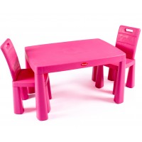 Дитячий стіл і два стільці (04680/3), пластиковий. Рожевий