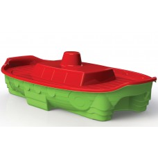 Детская пластиковая песочница в форме корабля Doloni (03355/3). Зелено-красный 