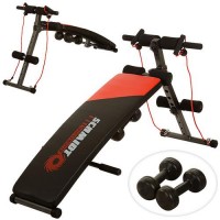 Скамья для пресса и мышц спины, многофункциональная (MS 0042-1) гантели и эспандер