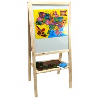 Детский деревянный мольберт, магнитная карта Украины. 100х47 см. Сосна. Мел, губка + подарок. 