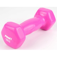 Гантель Profi 1 кг з вініловим покриттям (Рожева)