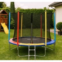 Батут Just Fun 305 см., до 150 кг. Сетка + лестница. Мультиколор