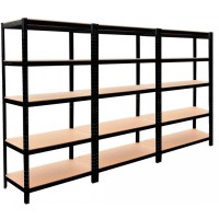 Стелаж металевий 3 секції 15 полиць Siker чорний (40810127)