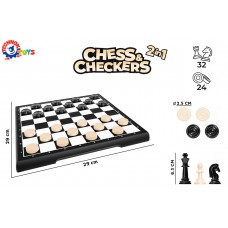 Шахи та шашки пластикові настільні ТехноК (9079). 28 х 28 см.