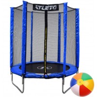 Батут дитячий з сіткою 183 см Atleto синій + подарунок м'ячик