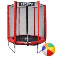 Батут дитячий з сіткою 183 см Atleto червоний + подарунок м'ячик