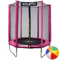 Батут детский с сеткой 183 см Atleto розовый + подарок мячик
