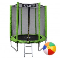 Батут дитячий з сіткою та драбинкою 183 см Atleto зелений + подарунок м'ячик