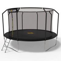 Батут Thunder 490см з внутрішньою сіткою та драбинкою 108 пружин. Чорний