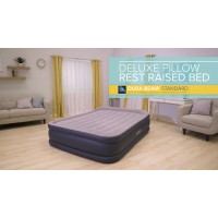 Надувная кровать Intex 64136 (152х203х42 см) c подголовником и электронасосом.