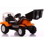 Детский трактор на аккумуляторе Just Drive K2 с ковшом. 2 мотора по 30 Вт, MP3, 6 км/ч. Оранжевый