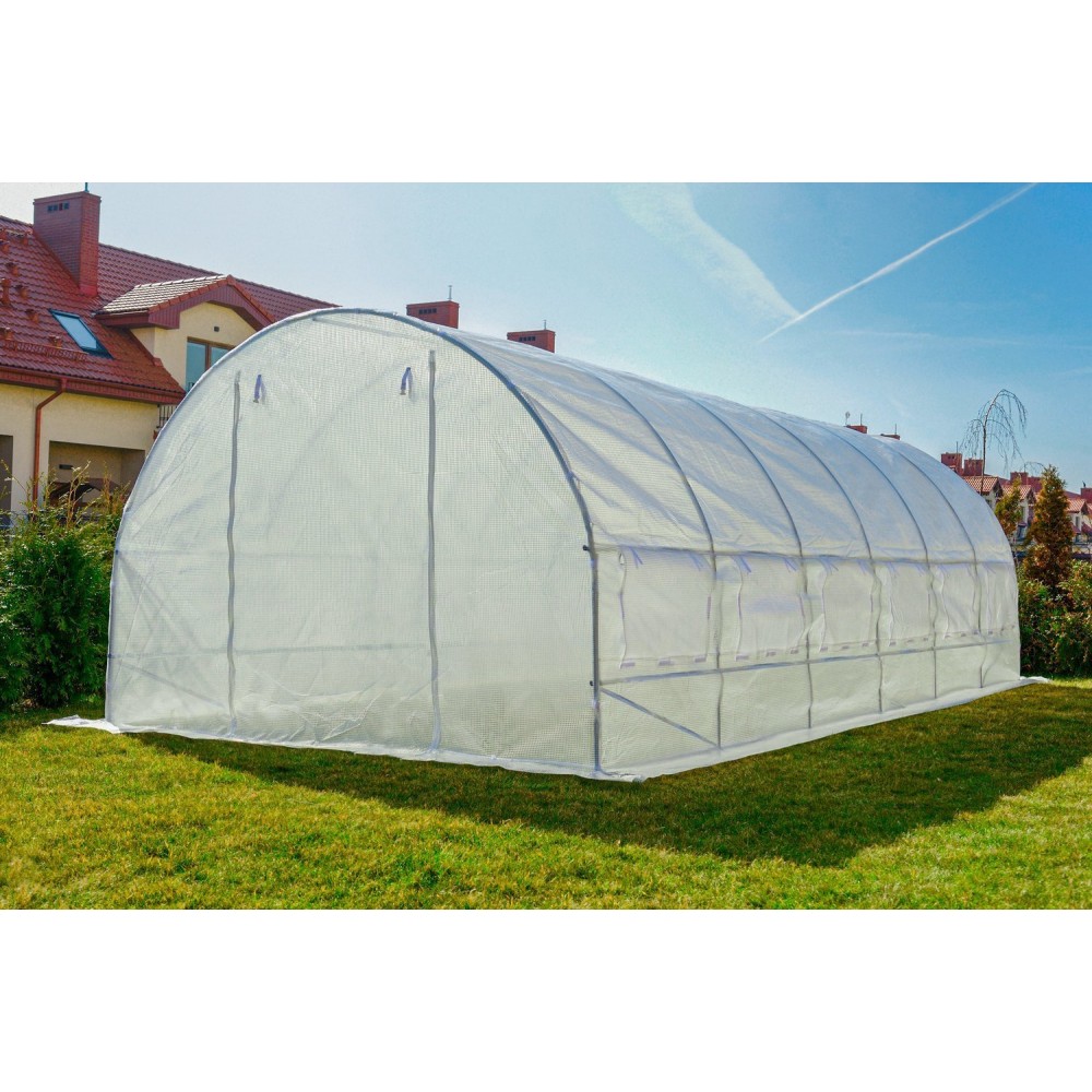 Садовая теплица 18 м2 (6 х 3 х 2 м) с армированной пленкой UV-4, с окнами, Прозрачная (Польша)